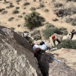 big group rock climbing with dedicated guide